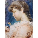 Adriano Cecchi (1850-1936) Italian beauty watercolour, signed lower right 29 x 22cm