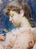 Adriano Cecchi (1850-1936) Italian beauty watercolour, signed lower right 29 x 22cm