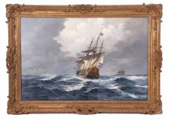 AR Kenneth Jepson (1932-1998) "Dutch East Indiamen" oil on canvas, signed and dated '73 lower right,