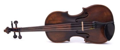 Violin, bearing label for Joseph Klotz, 1791, length of back 36cm, in later plush lined case with