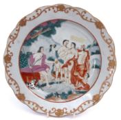 18th century Chinese export plate decorated in polychrome with the Judgement of Paris, 23cm diam