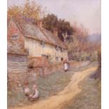 Helen Allingham, RWS (1848-1926) "In April" watercolour, signed lower left, 26 x 22cm Exhibited: The