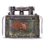 Mid century Dunhill "Aquarium" lighter in lucite acrylic with chromium mounts, stamped