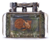 Mid century Dunhill "Aquarium" lighter in lucite acrylic with chromium mounts, stamped