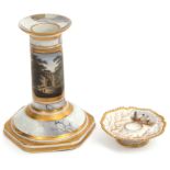 Early 19th century Worcester (Barr Flight & Barr) candlestick, the faux marble ground with a central