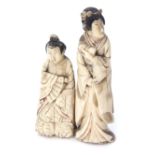 Ivory Okimono group modelled as two Geishas, 11cm high