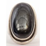 Georg Jensen ring, No 46E with haematite cabochon stone, designed by Harald Nielsen, impressed