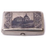 Mid-19th century Russian silver snuff box of rectangular form with niello work decoration of