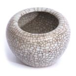 Chinese pottery Longuan celadon pot with a crackle glaze, 10cm diam