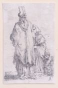 Salvator Rosa (1615-1673) Man in a high hat and two other figures (Bartsch 77 - plate 53 from