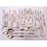 Matched set of flatwares in crested Old English pattern comprising 4 table spoons, 6 dessert spoons,