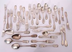 Matched set of flatwares in crested Old English pattern comprising 4 table spoons, 6 dessert spoons,