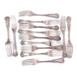 Mixed Lot: five Kings pattern variant dessert forks, length 18cm, with import marks for Birmingham