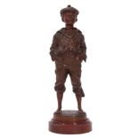 R Szcilblewski bronze patinated study of a standing peasant boy, base impressed R Szcilblewski and