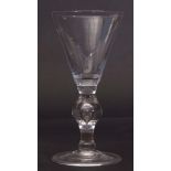 Georgian revival large heavy glass baluster goblet, 20cm high