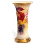 Royal Worcester vase decorated with fruit and flowers, signed by Kitty Blake to side, Royal