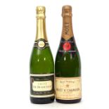 Moet Champagne nv and Veuve de Bomonde Blanc de Blanc, 1 bottle (2 bottles in all)