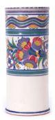 Poole Pottery vase, circa 1930s, the ribbed cylindrical body decorated with the fuchsia pattern with