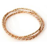 9ct tri-coloured gold conjoined bracelet of rope twist design, 35.4gms