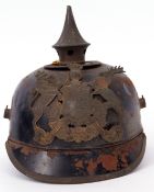 Late 19th/early 20th century German pickelhalbe, battle relic, belonging to an enlisted man in the