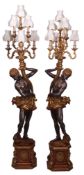 Pair of good quality reproduction seven-sconce lamp standards, the supports modelled as "Blackamoor"