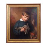 William Penny (19th century) Young boy with rabbit oil on canvas, signed and dated 1880 lower