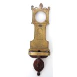 18th/19th century green and brass mounted watch holder in the form of a "grandfather" clock with