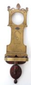 18th/19th century green and brass mounted watch holder in the form of a "grandfather" clock with