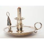 Victorian novelty table lighter in the form of a chamber tray candlestick of circular form with