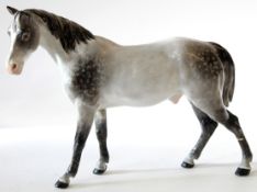 Large Meissen Marcolini model of a horse, in dapple grey colouring, 24cm high, blue crossed swords