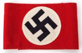 Mid-20th century Third Reich NSDAP arm band manufactured using red wool with machine stitched