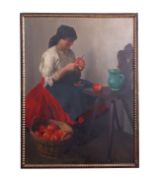 Emil Pap (1884-1949) The Apple Peeler oil on canvas, signed lower right, 78 x 57cm