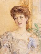 Henry J Stock (1853-1930) "Miss Vivian - daughter of Sir Arthur Vivian, KCB" watercolour, signed and