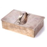 Edward VII large rectangular silver encased two-section presentation cigar box, a lifting hinged lid