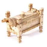 Napoleonic Prisoner of War bone domino set in the form of a four-poster bedstead with pierced and