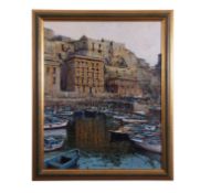 AR Andrea Patrisi (born 1954) "Pozzuoli" oil on board, signed lower right, 49 x 39cm