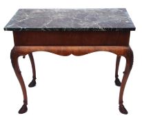18th/19th century side table, later marble top over a shaped frieze raised on four elegant