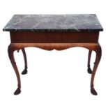 18th/19th century side table, later marble top over a shaped frieze raised on four elegant