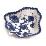 Lowestoft pickle dish, circa 1770, decorated in blue and white with a fruiting vine design within