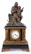 Last quarter of 19th century French good quality ormolu black marble mantel clock, the white