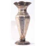 Late 19th/early 20th century foreign white metal vase (possibly Russian) of panelled tapering form