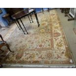 Large modern Indian or Chinese carpet with triple gull border, central panel of stylised foliage,