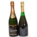 Lanson nv Champagne 1 bottle and one further bottle of unknown sparkling (2 bottles in all)