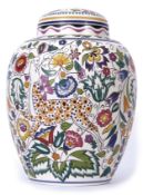 Large Poole Studio Pottery ginger jar and cover painted by Susan Russell with the gazelle pattern,