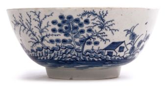 Large Worcester porcelain bowl circa 1770, decorated with the rock strata pattern, 19cm diam