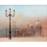 AR Felix Kelly (1914-1994) "Venice under snow" oil on board, signed and dated 86 lower right, 44 x