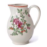 Lowestoft porcelain milk jug circa 1780, with a Thomas Rose design in polychrome enamels, 13cm high