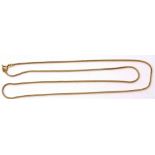 Fine square link neck chain of herring bone design, stamped 14K and 585, 62cm long, 6.6gms