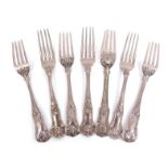 Mixed Lot: seven various dinner forks including single Provincial Kings pattern example with Union