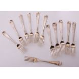 Set of twelve William IV dessert forks in Old English pattern, each bearing a monogram, London